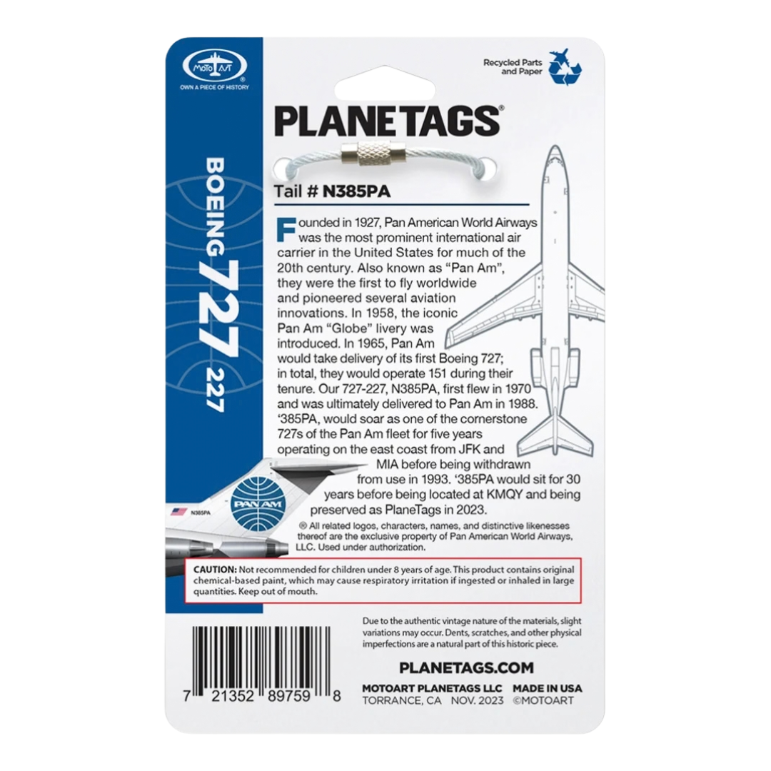 PlaneTags - Boeing 727 Pan Am (N385PA)