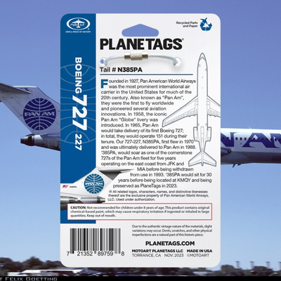 PlaneTags - Boeing 727 Pan Am (N385PA)