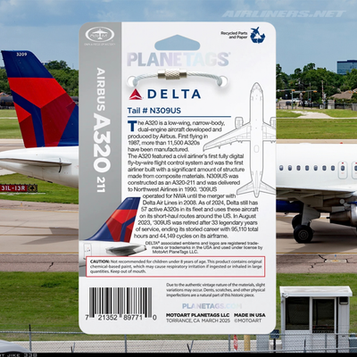 PlaneTags - Airbus A320 Delta Air Lines (N309US)