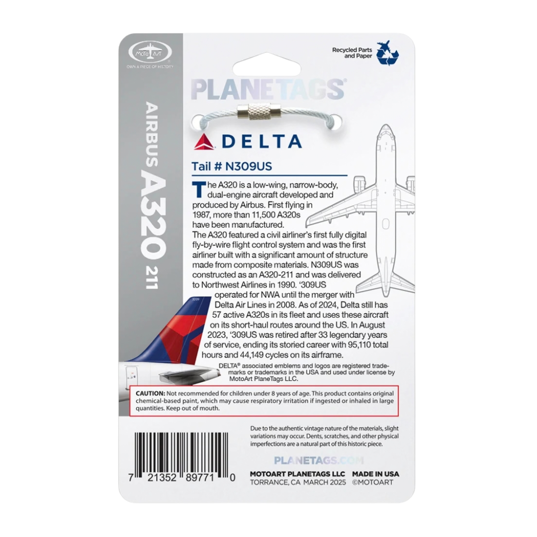 PlaneTags - Airbus A320 Delta Air Lines (N309US)